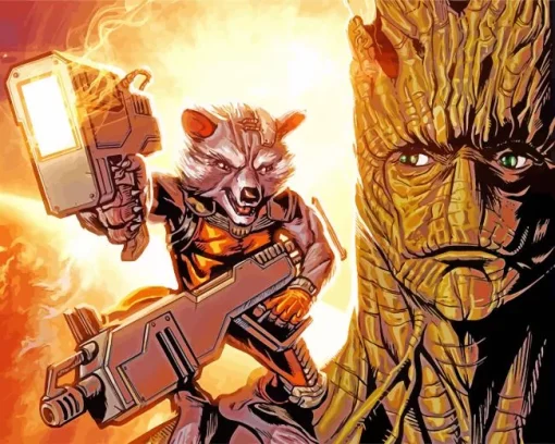 Groot Rocket Racoon Art 5D Diamond Painting