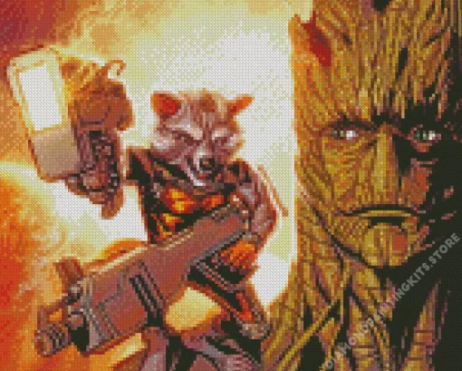 Groot Rocket Racoon Art 5D Diamond Painting