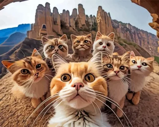 Group Cats Selfie 5D Diamond Painting