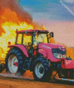 Pink Tractor 5D Diamond Painting