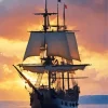 Pirate Ship Silhouette 5D Diamond Painting