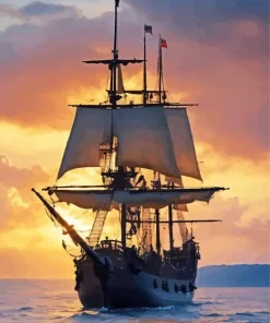 Pirate Ship Silhouette 5D Diamond Painting