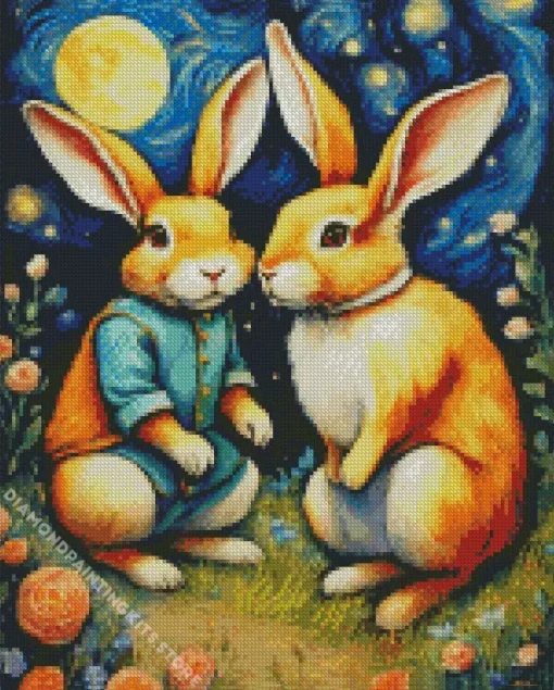 Starry Night And Fantasy Bunnies 5D Diamond Painting