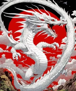 White Chinese Dragon 5D Diamond Painting