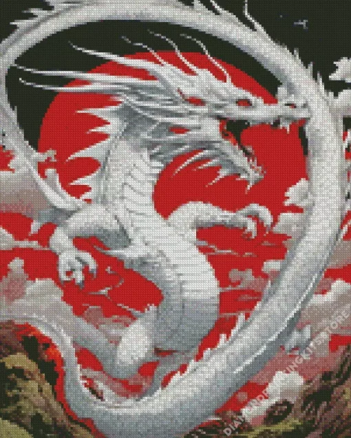 White Chinese Dragon 5D Diamond Painting