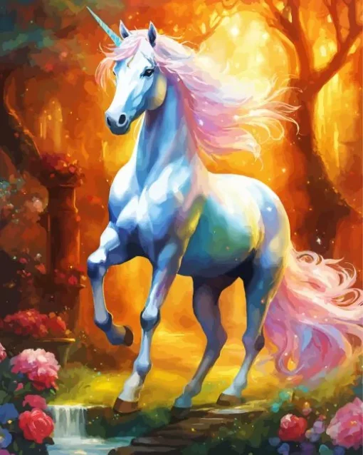 White Fantastic Unicorn 5D Diamond Painting