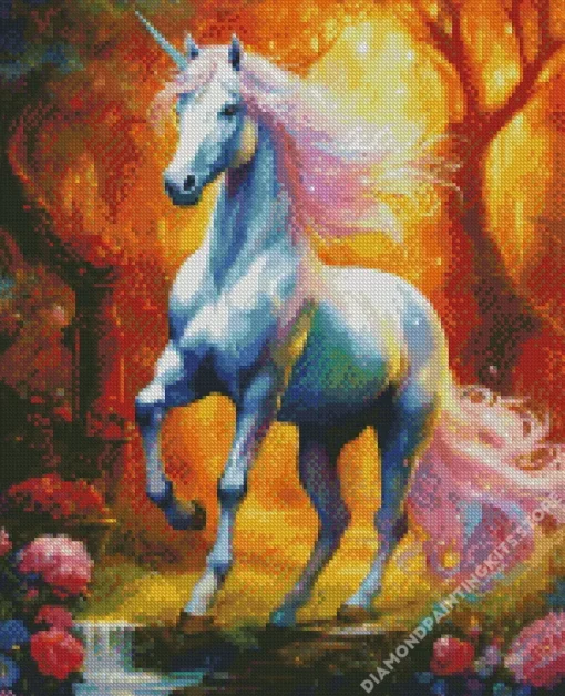 White Fantastic Unicorn 5D Diamond Painting