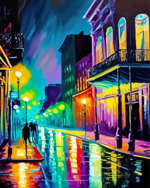 Abstract bourbon street at night Diamond Paints Abstract Bourbon Street At Night 5D Diamond Painting