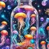 Colorful Jellyfish In Bottle 5D Diamond Painting