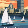 Massachusetts Boston City Poster 5D Diamond Painting