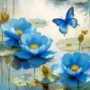 Blue Flower Art 5D Diamond Painting
