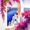 Bougainvillea Santorini Island 5D Diamond Painting