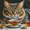Cat Drinking Tea 5D Diamond Painting