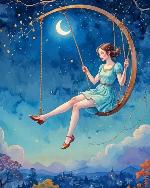 girl in a dreamy land Diamond With Numbers Girl In A Dreamy Land 5D Diamond Painting