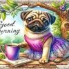 Good Morning Coffee Dog 5D Diamond Painting