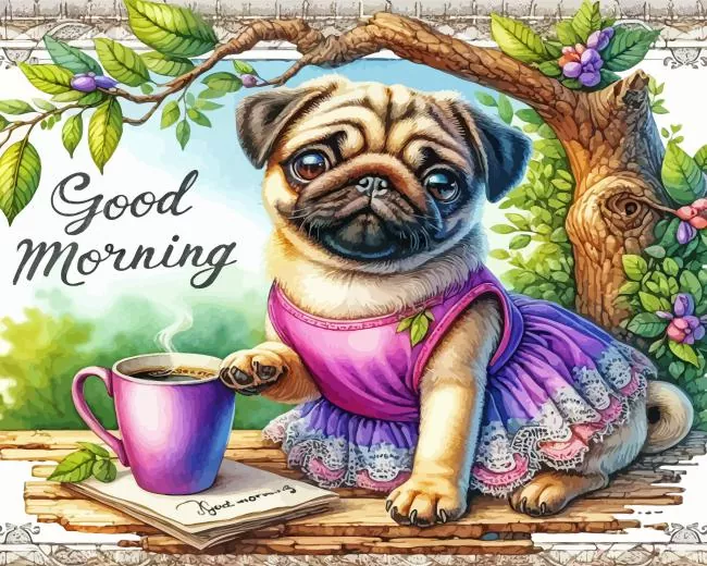 good morning coffee dog Diamond Dotz Good Morning Coffee Dog 5D Diamond Painting