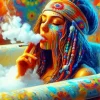 Hippie Girl Smoking 5D Diamond Painting