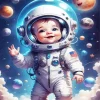 Baby Boy In Space 5D Diamond Painting