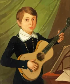 Boy Holding Guitar Portrait 5D Diamond Painting