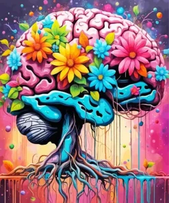 Floral Human Brain Art 5D Diamond Painting