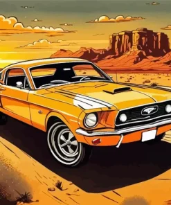 Illustration Orange Mustang 5D Diamond Painting