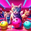Kittens Playing Bowling 5D Diamond Painting