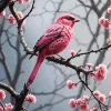 Pink Bird On Branch 5D Diamond Painting
