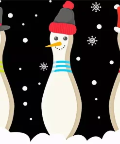 Snowman Bowling Pins 5D Diamond Painting
