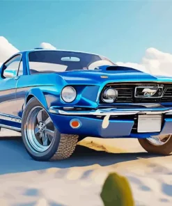 Blue 60s Ford Mustang 5D Diamond Painting