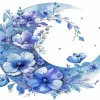 Blue Floral Moon 5D Diamond Painting