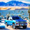 Blue Truck In Desert 5D Diamond Painting