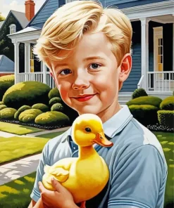 Boy And Duck 5D Diamond Painting