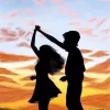 Boy And Girl Silhouette Sunset 5D Diamond Painting