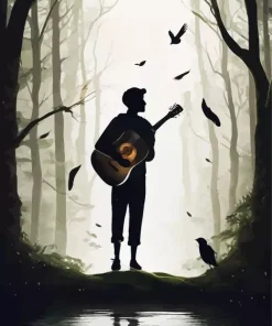 Boy With Guitar Silhouette 5D Diamond Painting