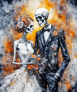 Bride And Groom Skulls 5D Diamond Painting