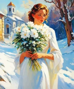 Bride Holding Flowers 5D Diamond Painting