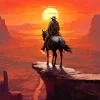 Cowboy Riding Into Sunset 5D Diamond Painting
