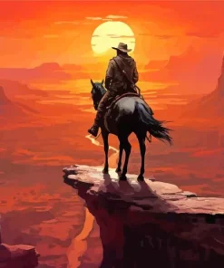 Cowboy Riding Into Sunset 5D Diamond Painting