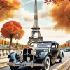Eiffel Tower Car 5D Diamond Painting