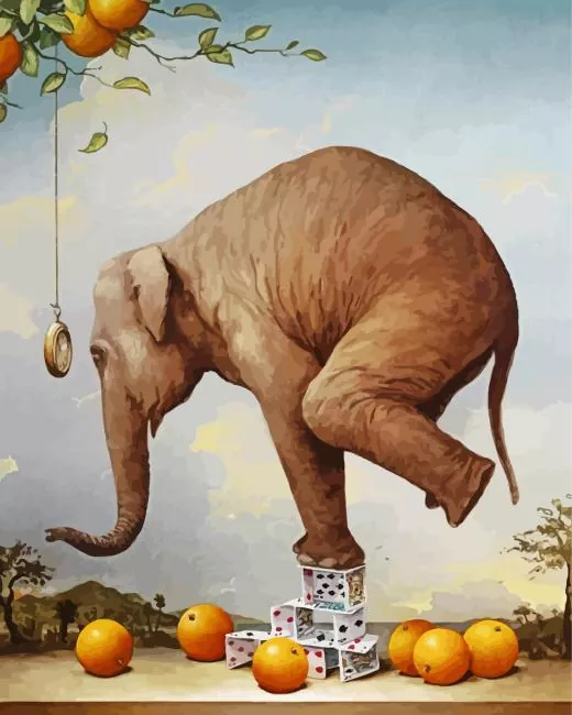 elephant balancing art Diamond By Numbers Elephant Balancing Art 5D Diamond Painting