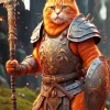 Fat Orange Cat Warrior 5D Diamond Painting