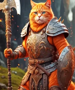 Fat Orange Cat Warrior 5D Diamond Painting