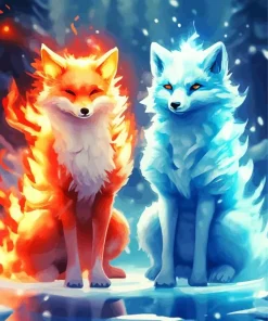 Fire And Ice Fox Art 5D Diamond Painting