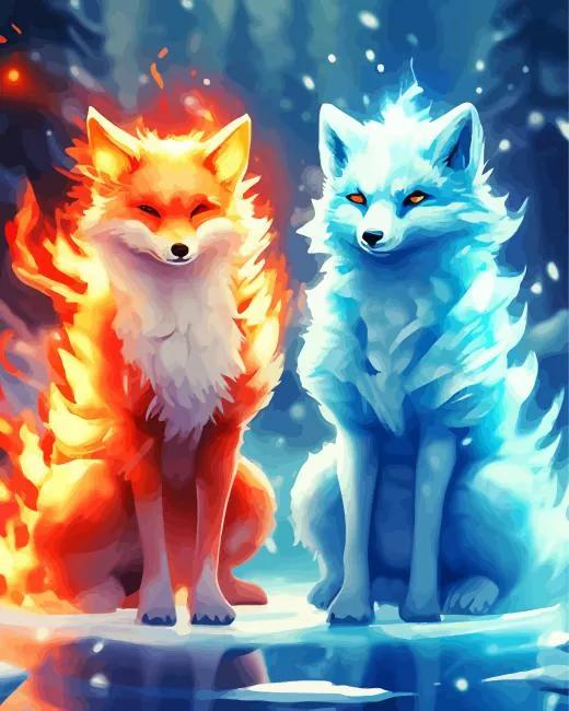 fire and ice fox art Diamond Paints Fire And Ice Fox Art 5D Diamond Painting