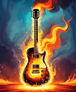 Fire Guitar Art 5D Diamond Painting