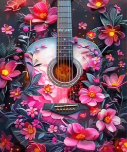Floral Acoustic Guitar 5D Diamond Painting