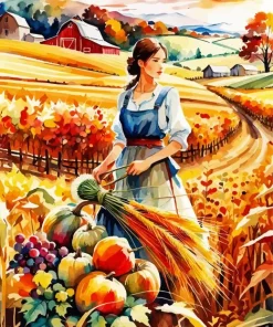 Lady Fall Farm 5D Diamond Painting