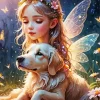 Little Fairy And Dog 5D Diamond Painting