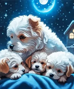 Maltipoo Dog Family 5D Diamond Painting