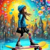 Skater Girl Art Illustration 5D Diamond Painting